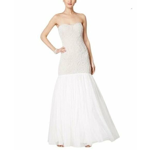 Adrianna Papell Dresses & Skirts - $449 Adrianna Papell Ivory Pearl Beaded Strapless Wedding Prom Dress 6 NEW